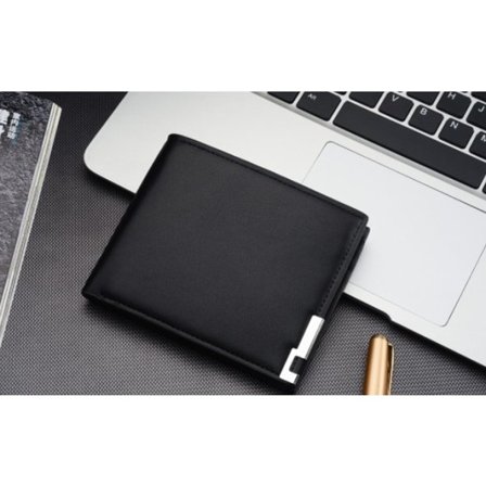 IC Herre Lommebok - Klassisk Svart Myntveske, Kortholder i Portrettformat - Oppbevaring for Mynter, Kredittkort, Sedler, CB