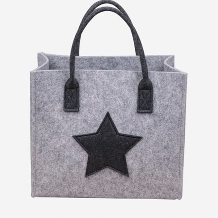 Filt Taske Kvalitets Filt Shopper Stjerne Indkøbstaske Håndtaske Håndtag Taske Forskellige Størrelser (Lysegrå Stor - Stor) 42x24cm H.33/46cm