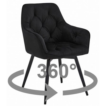 Stol Leobert Stol JORK360 - svart velvet / svarta ben x 1