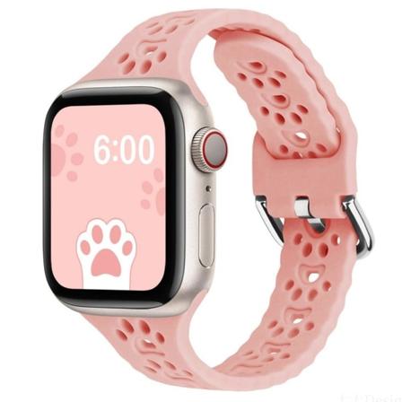 Apple Watch (41mm) sød silikoneurrem i kattepote-stil - Vintage Rose Pink