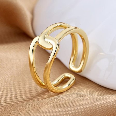 Enkel bandring öppen ring justerbar bred band linjeringar(Guld)