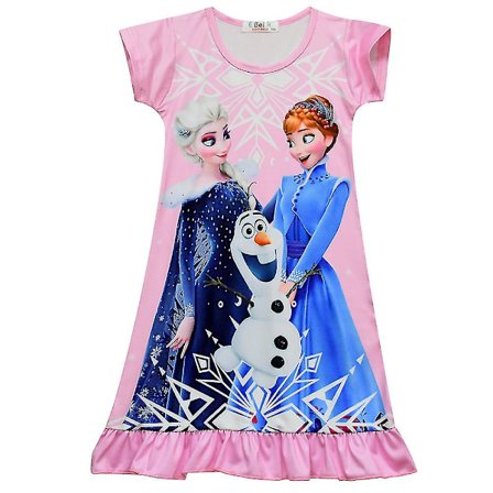 4-8 år Frozen Anna Elsa Olaf trykt kjole natkjole