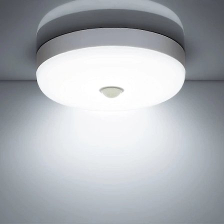 LED Taklampa Rörelsesensor 18W 1500LM 6500K Kallvit IP56 Vattentät Rund LED Taklampa för Utomhus Inomhus Trappa Badrum Gar style2881