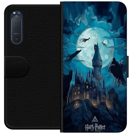 Kompatibelt Lommeboketui til Sony Sony Xperia 5 II Magisk fantasyillustrasjon med slott i månelys og flytende skapninger, mørk eventyrstemning inspi