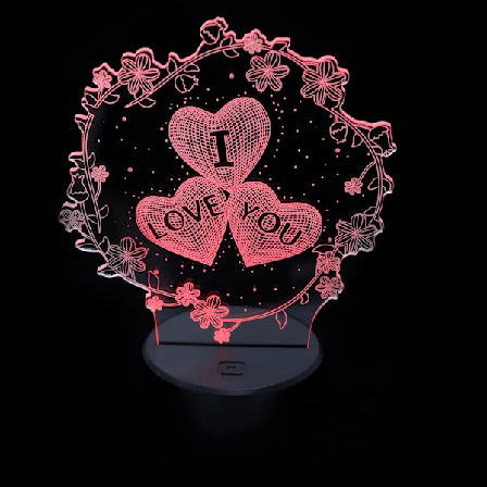 Julepynt 3D Hjerte LED Natlys: 3D Hjerte Illusion Lampe 7 Farver Skiftende LED Berøringsatmosfærisk Lys Skrivebords Ornament Valentinsdag Gave