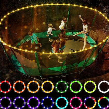 12m Bløde Rørlys til Trampolin med Fjernbetjening, 16 Farver, 4 Tilstande, 6 timers Timer, IP65 Vandafvisende, Udendørs Dekorationer