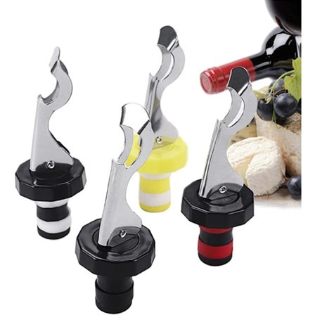 4 stk. lufttætte flaskekapsler, universelle håndtagsflaskekapsler, genanvendelige flaskekapsler, vinpropper til vin, champagne, øl, drikkevarer 