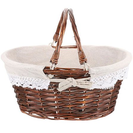 Picknickkorg med Handtag Vävd Korg Fruktkorg Vicker Förvaringskorg Fruktförvaringskorg