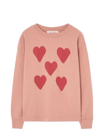 THE ANIMALS OBSERVATORY Hearts Coral Dof Lonf Sleeve T-Shirt - Pink - 12 Y