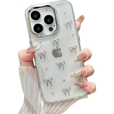 Glitter 3D Sød Sløjfe Telefoncover til iPhone 15 Pro Max