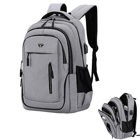 Back To School Big Capacity Men Backpack Laptop 15.6 Oxford Gray Solid High School Bags Teen College Student Backpack