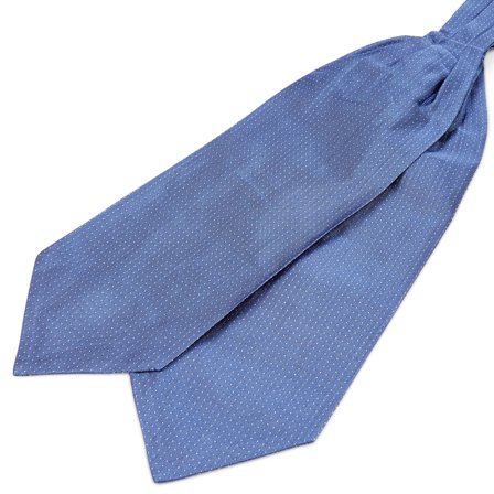 Cravatta ascot in seta blu pastello con fantasia a pois per uomini - Cravatte ascot/Plastron