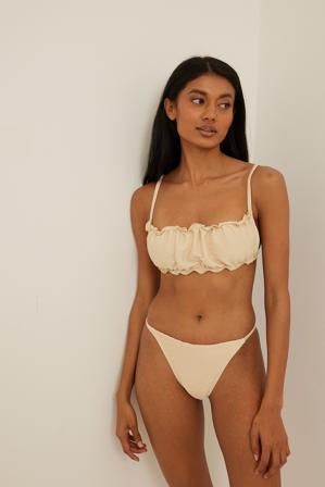NA-KD Swimwear Culotte de bikini à fines lanières - Bikinis - Beige - Large