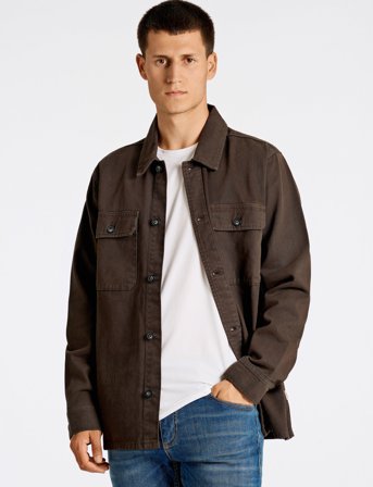 Lindbergh Heavy Twill Overshirt - Burgundy - S