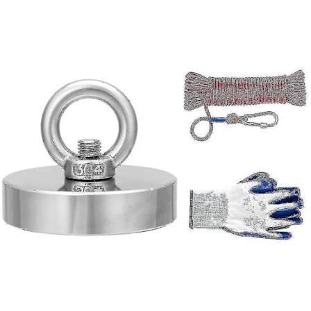 35-600kg neodyymimagneetti kalastukseen, pelastukseen ja romun keräämiseen, 20 m köydellä ja hanskoilla metallin etsimiseen 36Mm