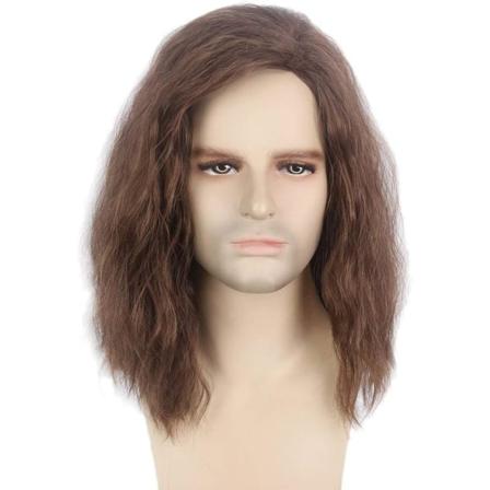 Herre lang paryk Mand kort lag type hårToupee Halloween Fluffy (brun)
