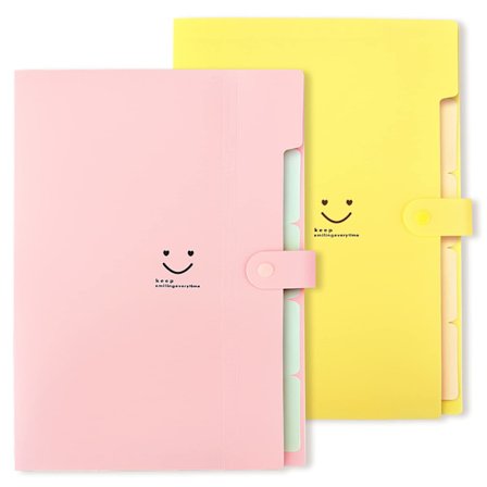Udvidelige filmapper A4-papirformat, 2-pak (pink, gul)