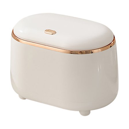 Mini søppelbøtte for skrivebord med lokk, stor åpning, ABS-papirkurv, hvit