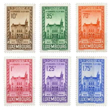 Luxembourg - FIP kongres i 1936- Ubrugt (MICHEL 290-295)