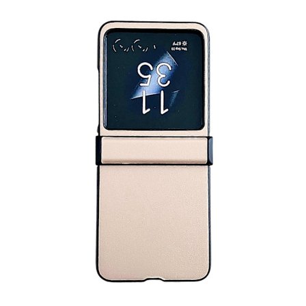 Motorola Razr 40 Ultra Solid Lädertextur Tredelad Telefonfodral (Guld)
