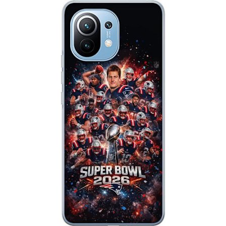 Kompatibel Mobilcover til Xiaomi Mi 11 Super Bowl 2026 plakat med New England Patriots og NFL-pokal i eksplosiv sportsdesign