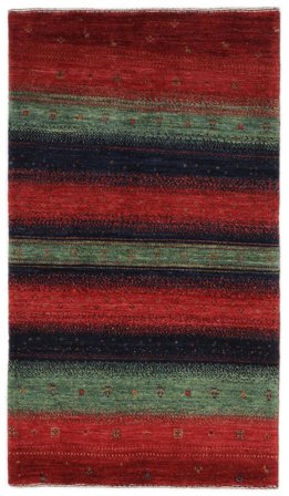 Noué À La Main Loribaft Fine Persan Tapis 75X132 De Laine Noir/Rouge Foncé Petit