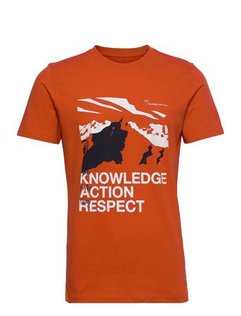 Alder Everest Print Tee - Gots/Vega T-shirt Orange Knowledge Cotton Apparel