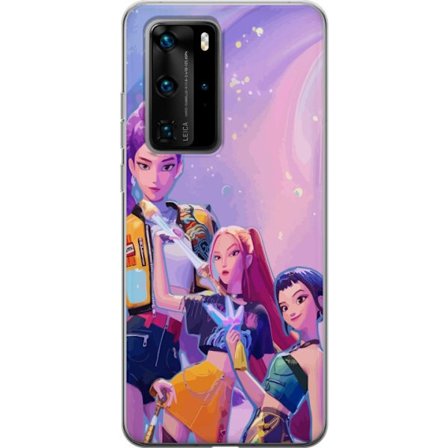 Kompatibelt Mobildeksel til Huawei P40 Pro Futuristiske popdamer i neonfarger med magiske detaljer mot en drømmeaktig galaksebakgrunn