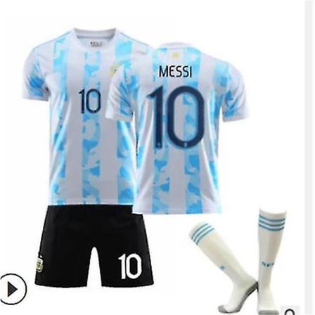 21/22 Hem Barn Fotbollssatser Skjorta Fotbollströja Träningsdräkt 20 21 Argentina Home Messi 10 L