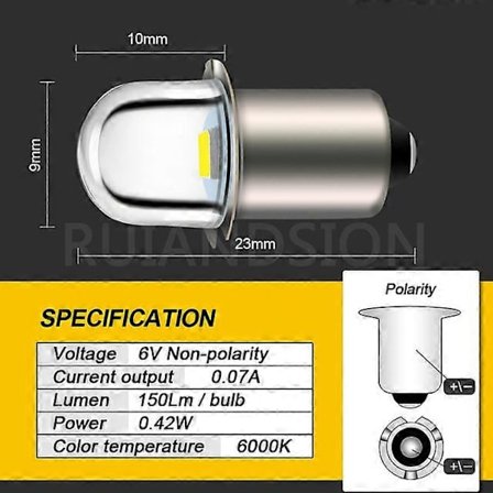 2 stk. P13.5S PR2 DC 3V 6V 4.5V 18V 3000K Varm Hvid 2835SMD LED Cykel Arbejdslampe Pære Lommelygte Forlygte Mini Hovedlampe Lommelygte
