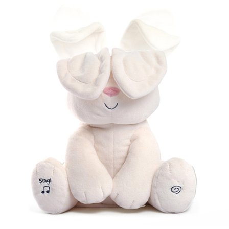 Elektrisk Peek A Boo Sjungande Kanin Plyschdocka Tecknad Kanin Gosedjur Leksak