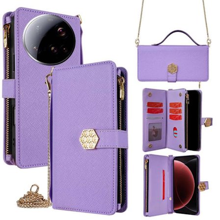 Xiaomi 15 Ultra - Crossbody Handtag i Korsmönstrad Läder fodral