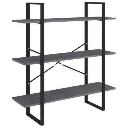 Vidaxl Bokhylla 3 Hyllplan Grå 100x30x105 Cm Massiv Furu Grå