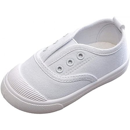 Pojkar och flickors canvas lätta slip-on sneakers löparskor ---- Vit (Storlek 22)