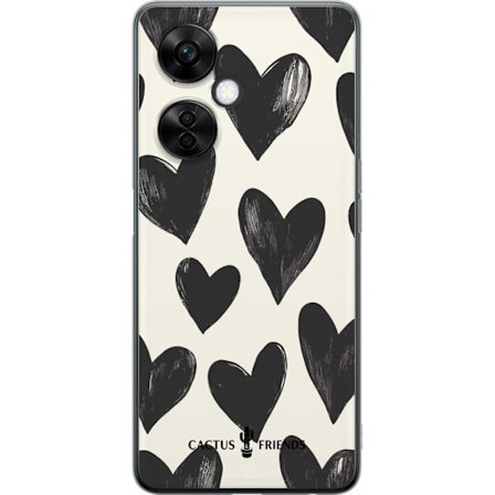 Kompatibel Mobilcover til OnePlus OnePlus Nord CE3 Cactus and Friends - Bold Black Love Pattern