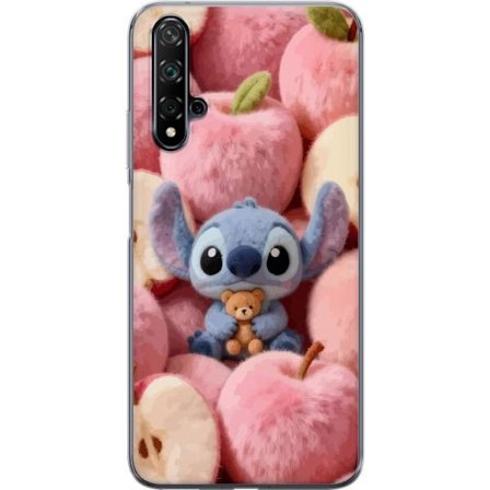 Kompatibelt Mobildeksel til Huawei nova 5T Stitch blant rosa fluffy epler med teddy og søt kawaii-estetikk