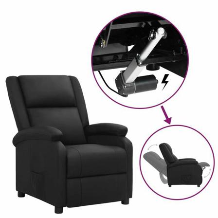 Vidaxl Reclinerfåtölj Med Uppresningshjälp Svart Äkta Läder Svart