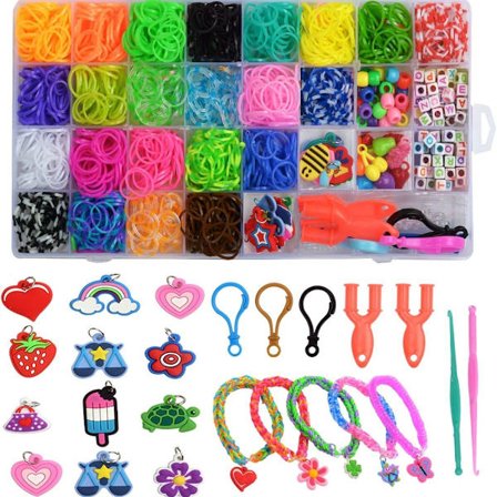Loom Ribbon Craft Kit, 1600+ Färgglatt Gummiband Startset DIY Craft Färgglatt KLB