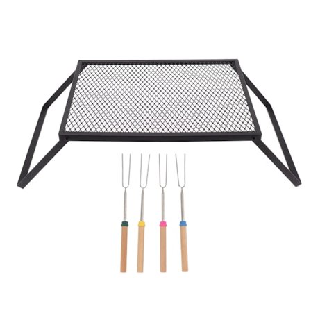 Bærbar Sammenklappelig Bålgrill Kraftig Varmebestandig Udendørs Campinggrill 40 x 30 cm med Gaffel til Picnic Have Terrasse