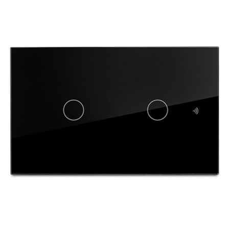 Smart Touch Panel 2 Gang Wifi Lyskontakt til Tuya App Fjernbetjening Stemmestyring Timing Hjem Sort