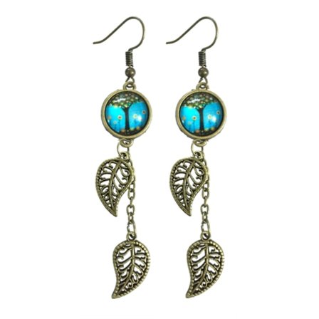 Earrings - Leaves - Tree of Life - Turquoise