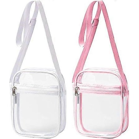 2 stk. Transparent håndtaske, dame crossbody taske med justerbar og aftagelig rem, vandtæt skuldertaske, til koncerter, stadion, sport