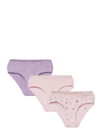 Nmfbriefs 3P Barely Pink Heart Night & Underwear Underwear Panties Liila Name It