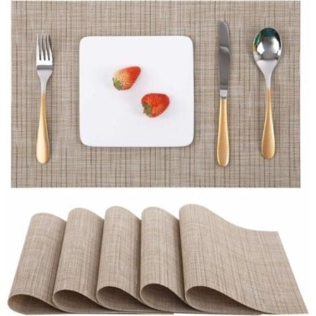 Bordsunderlägg Set om 6, Tvättbara Värmebeständiga Halkfria Vävda Bordsunderlägg PVC Vinyl för Kök Matbord 30x45cm,.pa