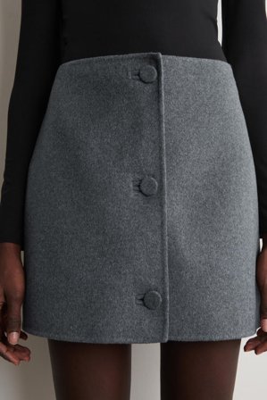 COS Femme Mini-Jupe Boutonnée En Laine Double Face in Gris