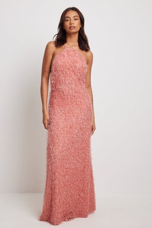 Molly Rustas x NA-KD Deep Back Structure Maxi Dress - Sommerkjoler - Pink - EU 36