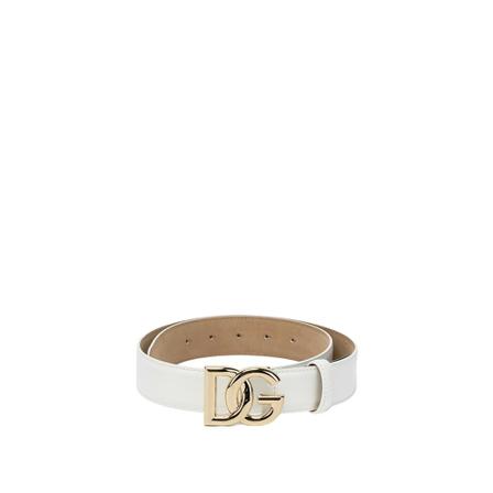 Dolce & Gabbana, Belt With `Dg` Logo Biały, Kobieta, Rozmiar: 90 CM