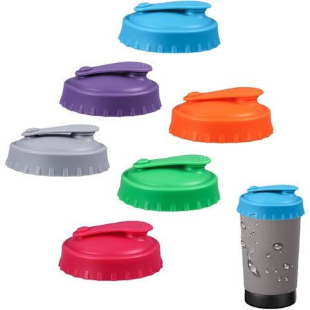 6 kpl Silikonikansijuomia, Uusiokäyttöinen Limukansi Sopii Tavalliseen Kokoon Limsa, Olut, Mehu (6 Väriä)