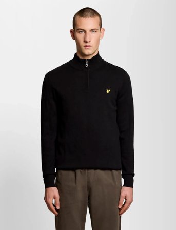 Lyle & Scott Cotton Quarter Zip Jumper - Black - XXL