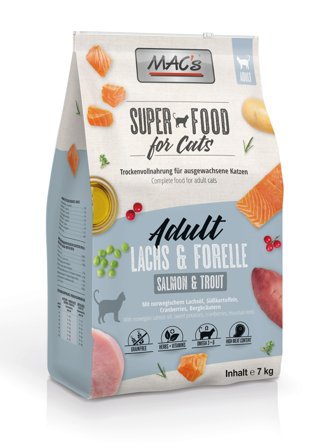 Mac's Super Food for Cats 7kg, Laks og Ørret - Tørrfôr